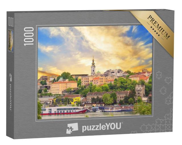 Puzzel 1000 stukjes „Prachtig uitzicht op het historische centrum van Belgrado aan de oevers van de Sava, Servië“