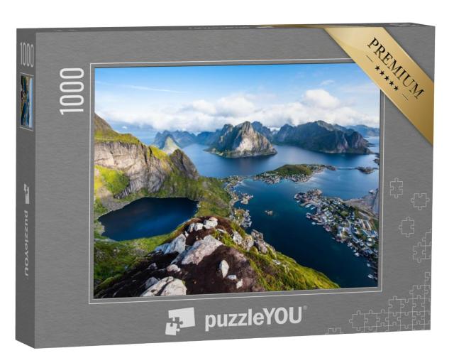 Puzzel 1000 stukjes „Uitzicht op de adembenemende bergen van Lofoten, Noorwegen“