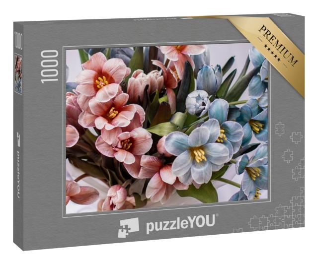 Puzzle 1000 Teile „Ein Blumenstrauß aus Tulpen zum Muttertag“