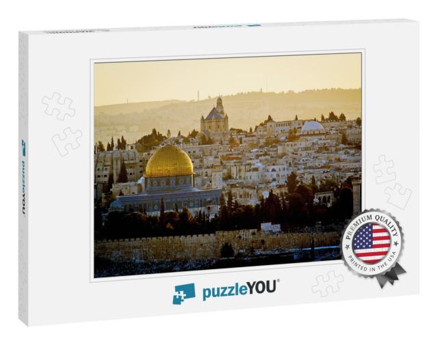 Old City Jerusalem in a Sunset Haze Mount Zion Abbey, Whe... Jigsaw Puzzle