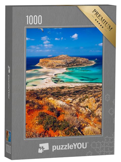 Puzzel 1000 stukjes „Balos Lagoon en Gramvousa op Kreta met meeuwen en strand“