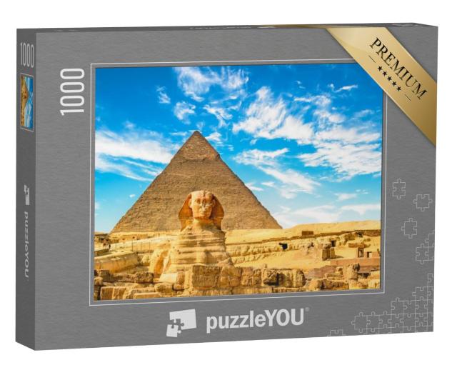 Puzzel 1000 stukjes „De sfinx en piramide, Caïro, Egypte“