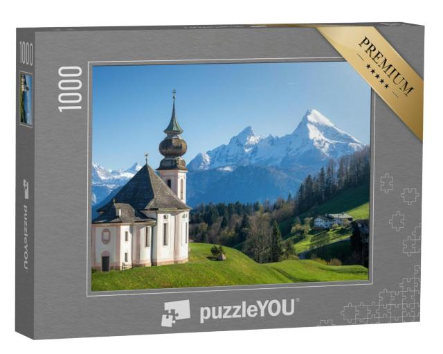 Puzzel 1000 stukjes „Besneeuwde Watzmann-top en Maria Gern, Berchtesgadener Land“