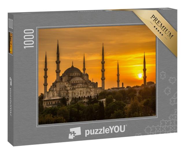Puzzle 1000 Teile „Sonnenuntergang an der Blauen Moschee“