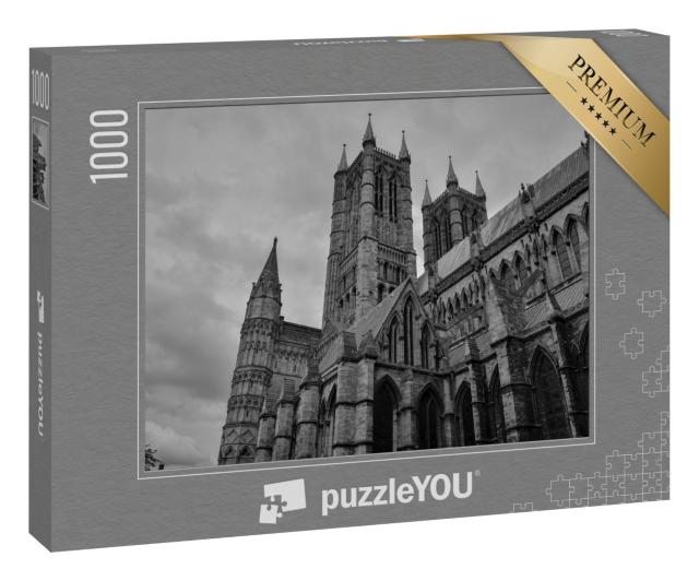 Puzzle 1000 Teile „Die Kathedrale von Lincoln, schwarz-weiß“