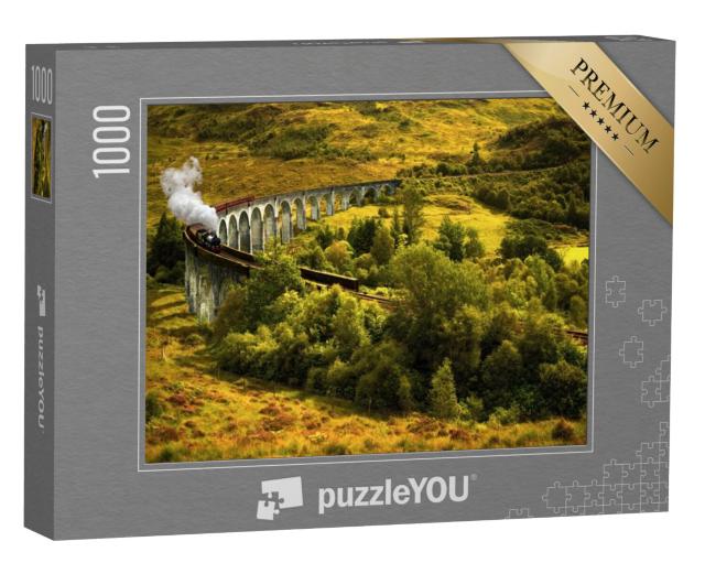 Puzzel 1000 stukjes „Jacobieten stoomtrein op het oude viaduct in Glenfinnan, Schotland“