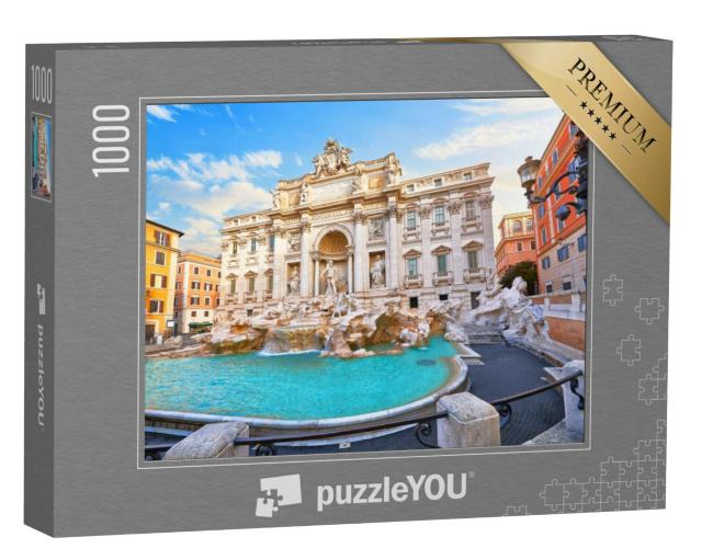 Puzzel 1000 stukjes „Trevifontein met middeleeuwse huizen, Rome, Italië“