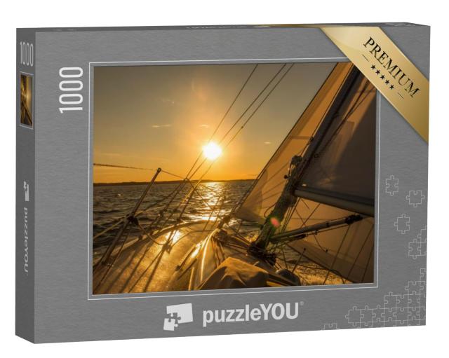 Puzzel 1000 stukjes „Zeilboot in de zonsondergang“