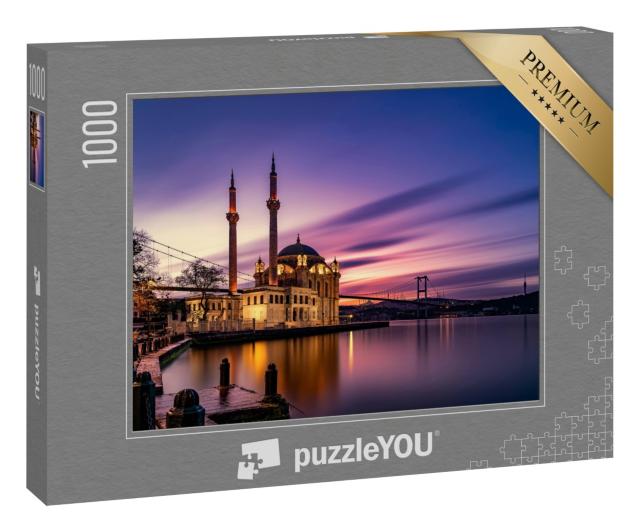 Puzzle 1000 Teile „Wunderschöner Sonnenaufgang an der Ortakoy Moschee, Istanbul, Türkei“