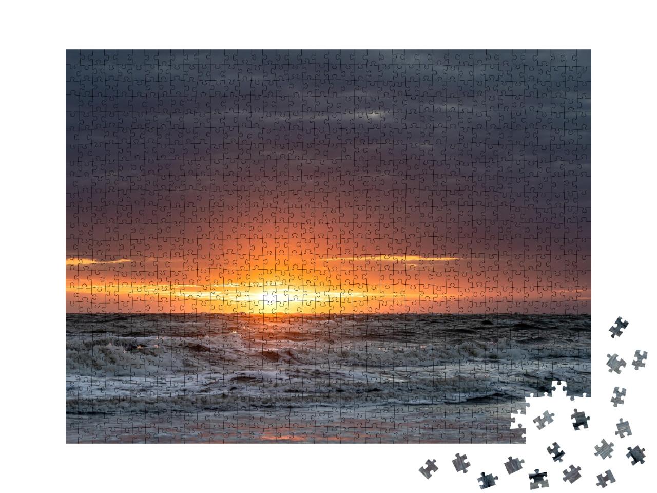 Puzzle 1000 Teile „Sonnenuntergang am Strand von Norderney“