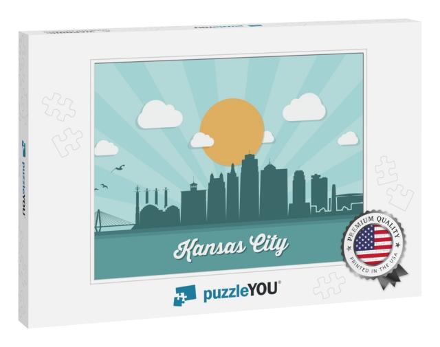 Kansas City Skyline - Missouri - Vector Illustration... Jigsaw Puzzle