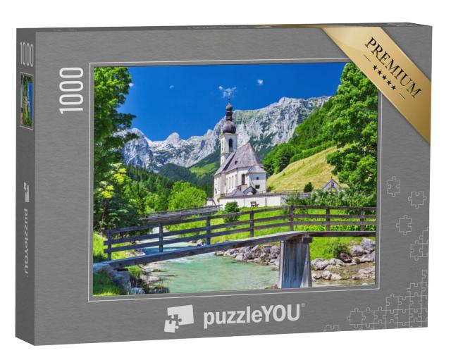 Puzzel 1000 stukjes „Pittoresk berglandschap: St. Sebastian in het dorp Ramsau“