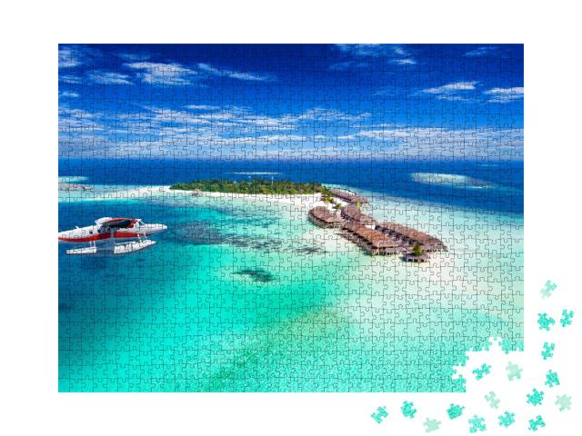 Puzzle 1000 Teile „Wasserflugzeug im Anflug auf die Malediven“