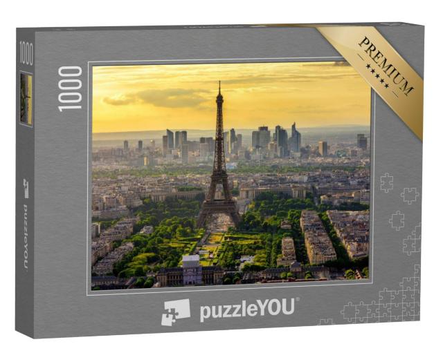 Puzzel 1000 stukjes „Parijse skyline met Eiffeltoren bij zonsondergang“