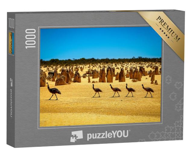 Puzzel 1000 stukjes „Emoes in de Pinnacles-woestijn, WA, Australië“