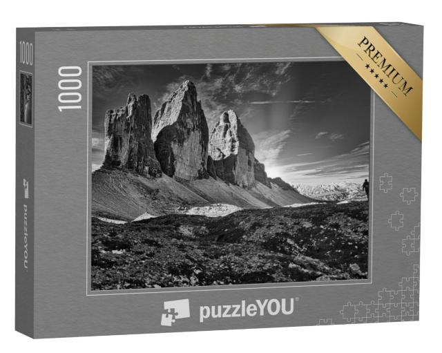 Puzzel 1000 stukjes „Drie pieken, Sesto Dolomieten, zwart-wit“