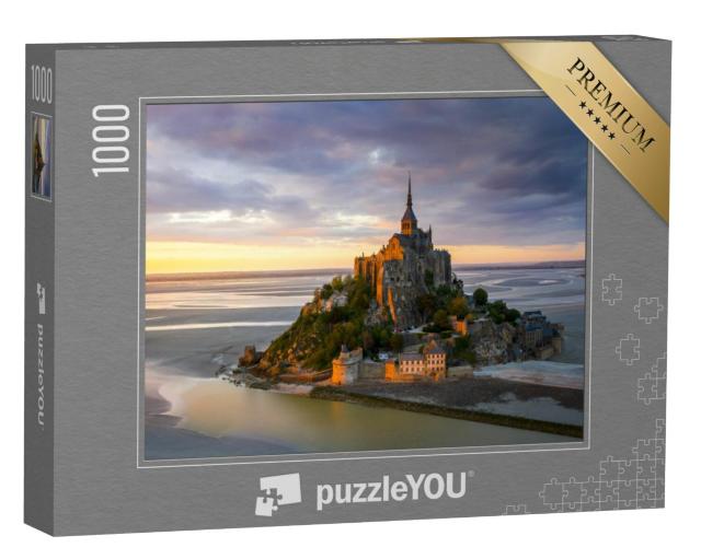 Puzzel 1000 stukjes „Mont Saint-Michel bij zonsondergang, Normandië, Noord-Frankrijk“