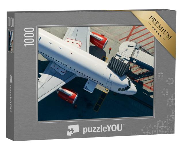 Puzzel 1000 stukjes „Voorbereiding van het vliegtuig voor vertrek“