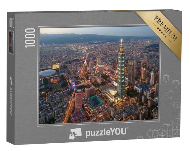 Puzzel 1000 stukjes „Skyline van het centrum van Taipei, Taiwan“