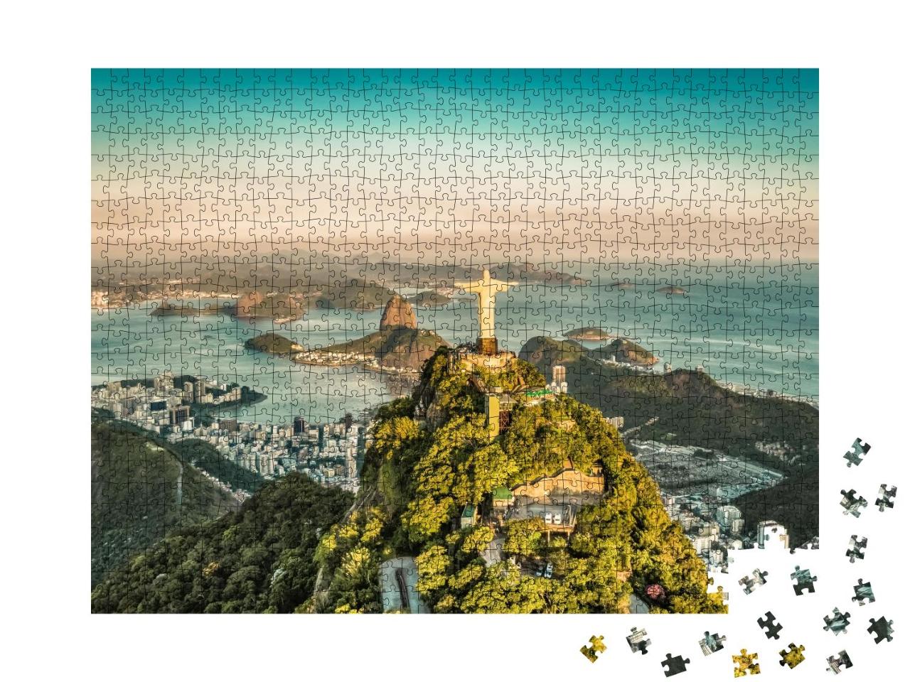 Puzzle 1000 Teile „Luftaufnahme der Botafogo-Bucht aus hohem Winkel, Rio de Janeiro“