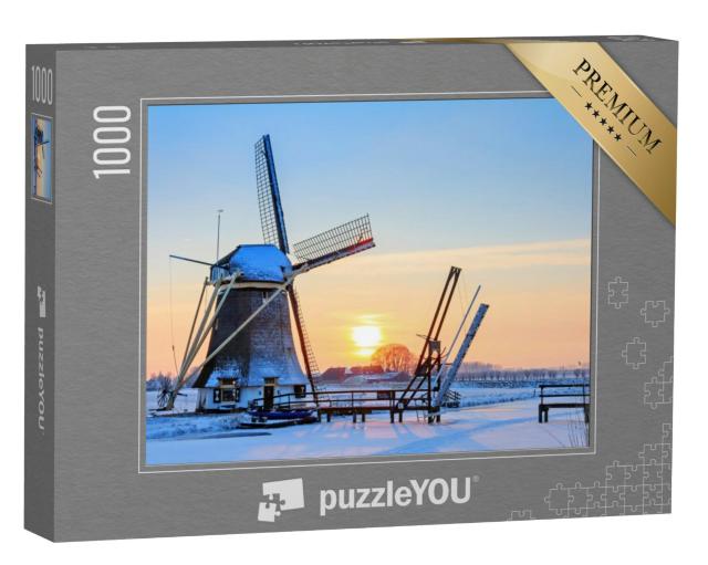 Puzzel 1000 stukjes „Windmolen bij Baambrugge in Nederland“