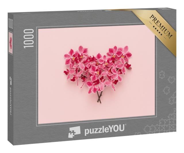 Puzzle 1000 Teile „Ein Herz aus Orchideen“