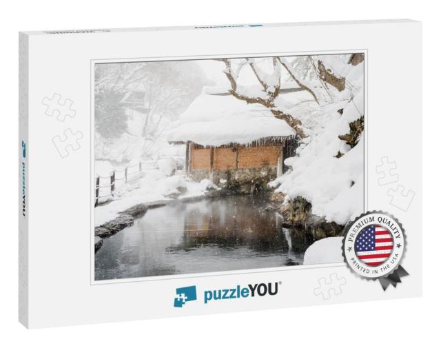 Beautiful Outdoor Hot Spring Under Heavy Snow, Takaragawa... Jigsaw Puzzle
