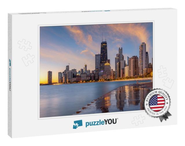 Chicago, Illinois, USA Downtown City Skyline on Lake Michi... Jigsaw Puzzle