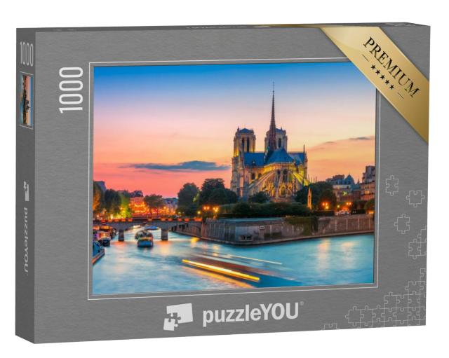 Puzzel 1000 stukjes „Pittoresk stadsgezicht van de kathedraal Notre Dame de Paris, Frankrijk“