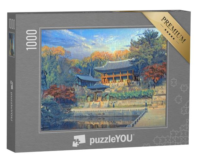 Puzzel 1000 stukjes „in de stijl van Paul-Cezanne - Herfst in het Changdeokgung Paleis in Seoul, Zuid-Korea“