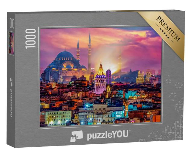 Puzzel 1000 stukjes „De skyline van Istanbul met de Galata toren en de Suleymaniye moskee“