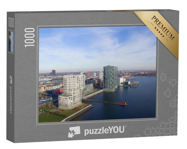 Puzzel 1000 stukjes „Luchtfoto van de skyline van Almere, Nederland“