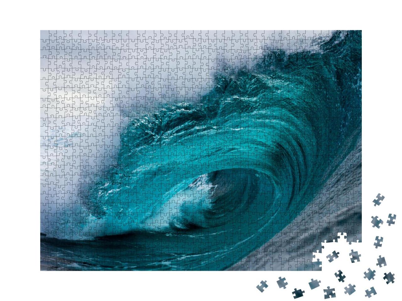 Puzzle 1000 Teile „Riesige eindrucksvolle Welle im blauen Ozean“