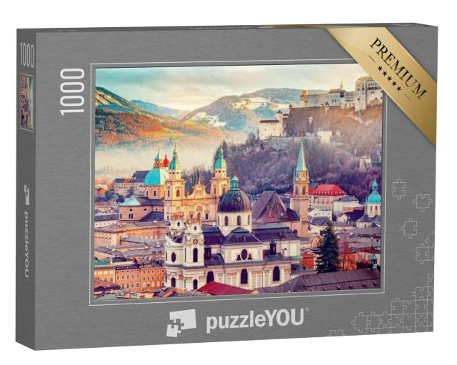 Puzzel 1000 stukjes „Prachtig uitzicht op Salzburg in de herfst, Oostenrijk“