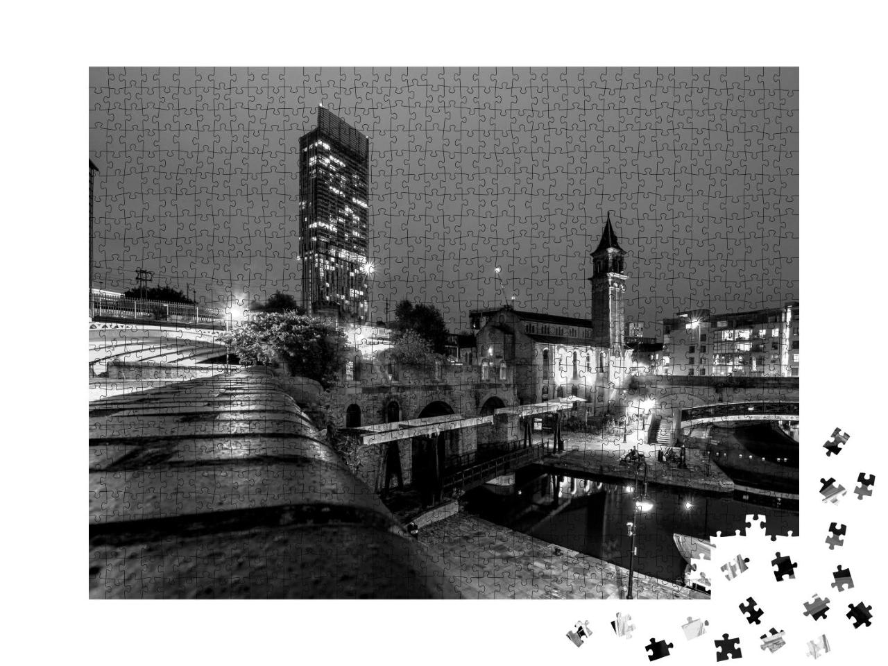 Puzzle 1000 Teile „Manchester: eine Stadt bei Nacht“