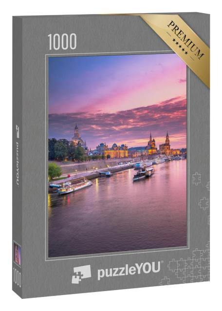 Puzzle 1000 Teile „Dresden, Deutschland: Stadtbild am Abend“