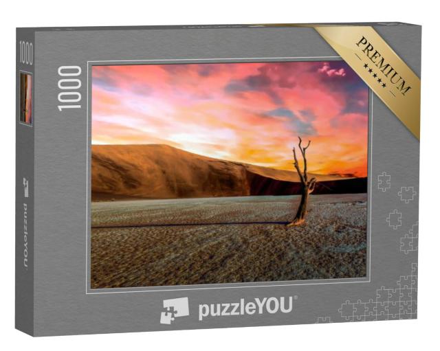 Puzzel 1000 stukjes „Namibische woestijnboom bij zonsondergang Panorama - Afrika - Namibië - Duin“