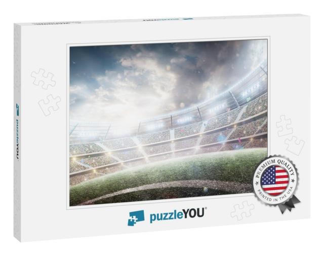 Stadium with Flashlights & Fans. Wide Angle. 3D Rendering... Jigsaw Puzzle