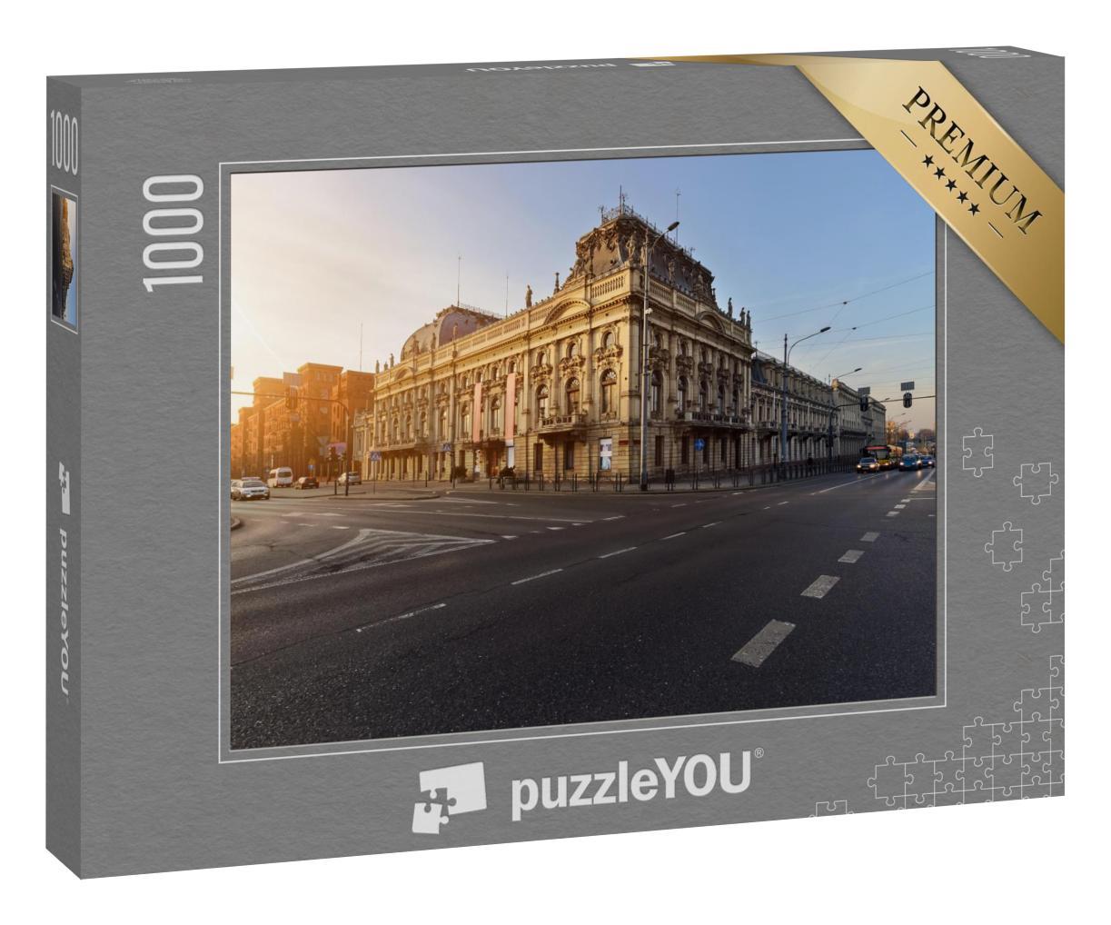 Puzzle 1000 Teile „Sonnenuntergang über Lodz mit Poznanski-Palast, Polen“