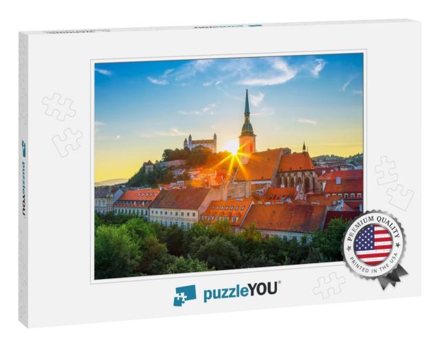 Bratislava Castle Over Danube River After Sunset in the B... Jigsaw Puzzle