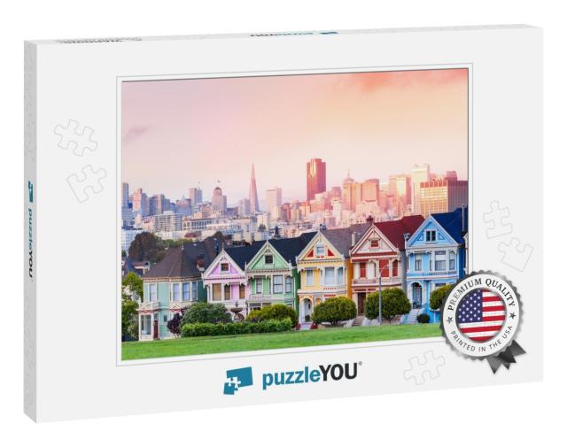 Evening Skyline of San Francisco, Painted Ladies... Jigsaw Puzzle