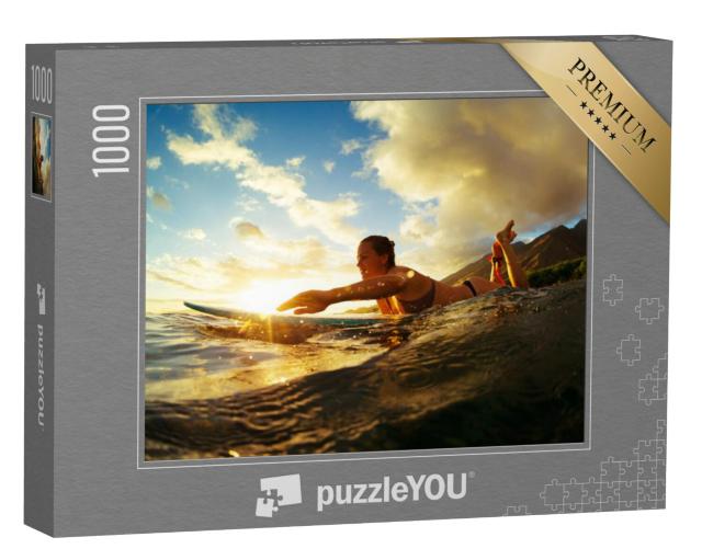 Puzzel 1000 stukjes „Golfsurfen in de zonsondergang“