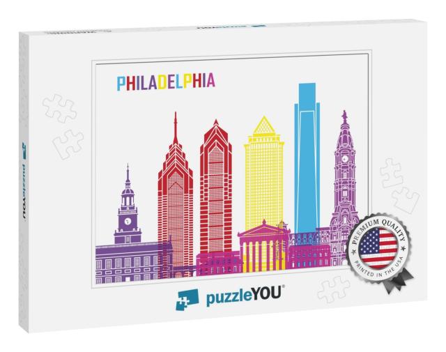 Philadelphia Skyline Pop in Editable Vector File... Jigsaw Puzzle