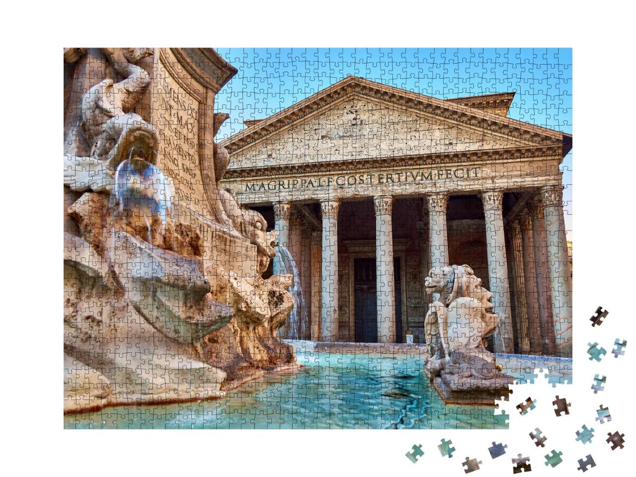 Puzzle 1000 Teile „Ansicht des Brunnens beim Patheon in Rom“