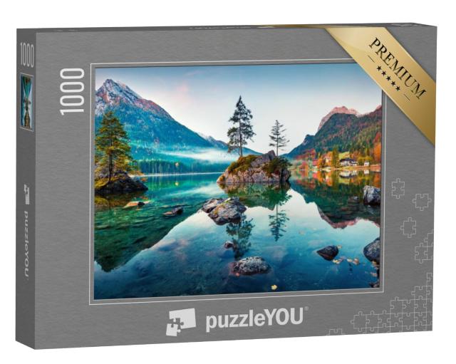 Puzzel 1000 stukjes „Herfst aan de Hintersee: Beierse Alpen in de ochtend, Duitsland“