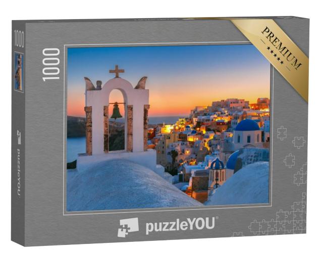 Puzzel 1000 stukjes „Oia in de gouden zonsondergang, Santorini, Griekenland“