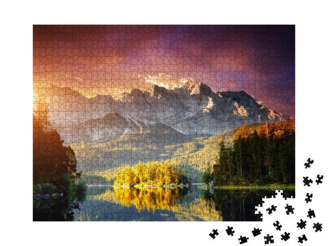 Puzzle 1000 Teile „Eibsee im Morgenlicht, Bayerische Alpen“