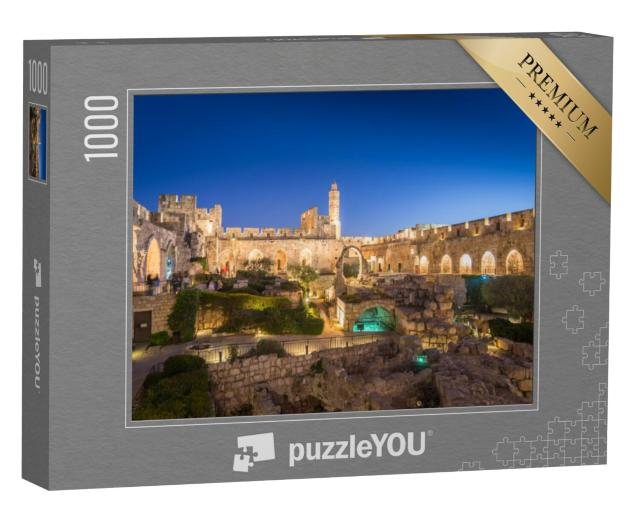 Puzzel 1000 stukjes „Jeruzalem: De archeologische tuinen van het Museum van de Stad van David in de avond“