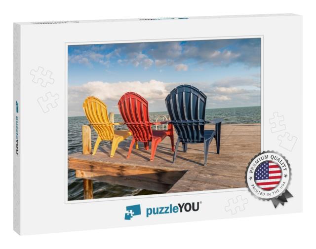 Colorful Chairs Exposed for Sunset View as Seen from the... Jigsaw Puzzle