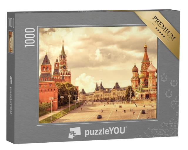 Puzzel 1000 stukjes „Sint-Basiliuskathedraal en Kremlin, Rode Plein, Moskou“